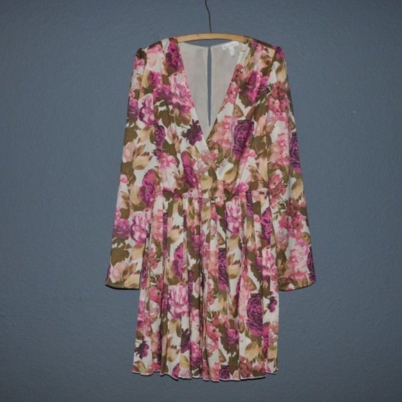 LEITH Floral Print Long Sleeve Pleated Dress sz M - Picture 5 of 10